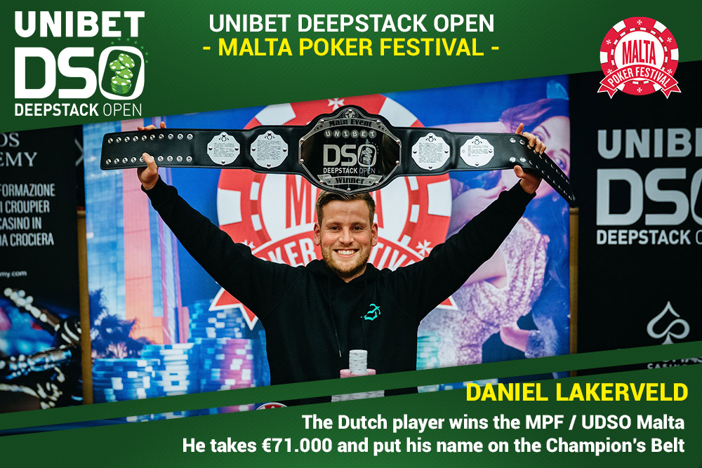 MPF / UDSO Malte – le hollandais Daniel Lakerveld remporte le Main Event