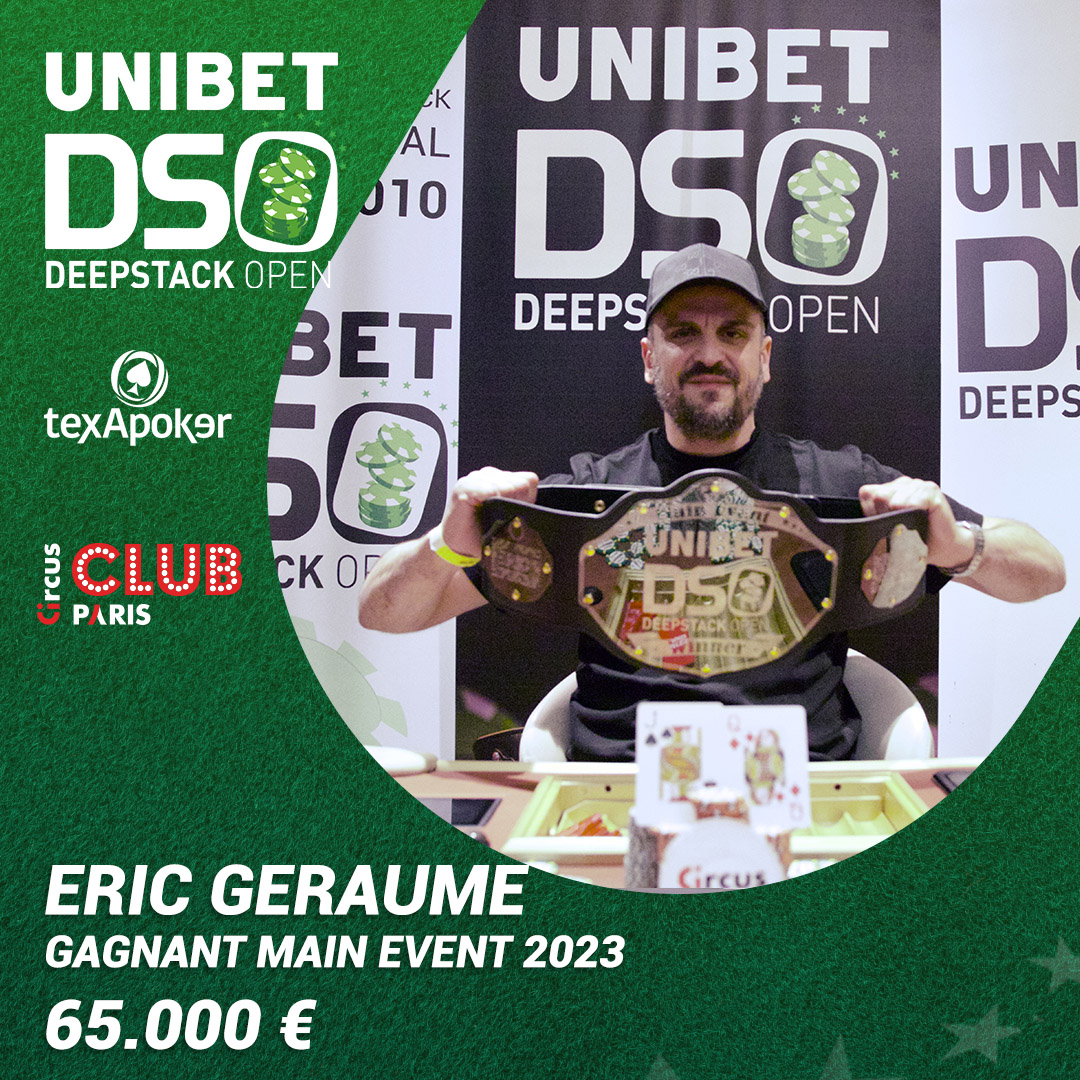 Eric Geraume remporte le tournoi de poker UDSO Paris 2023 au Club Circus avec Unibet et Texapoker